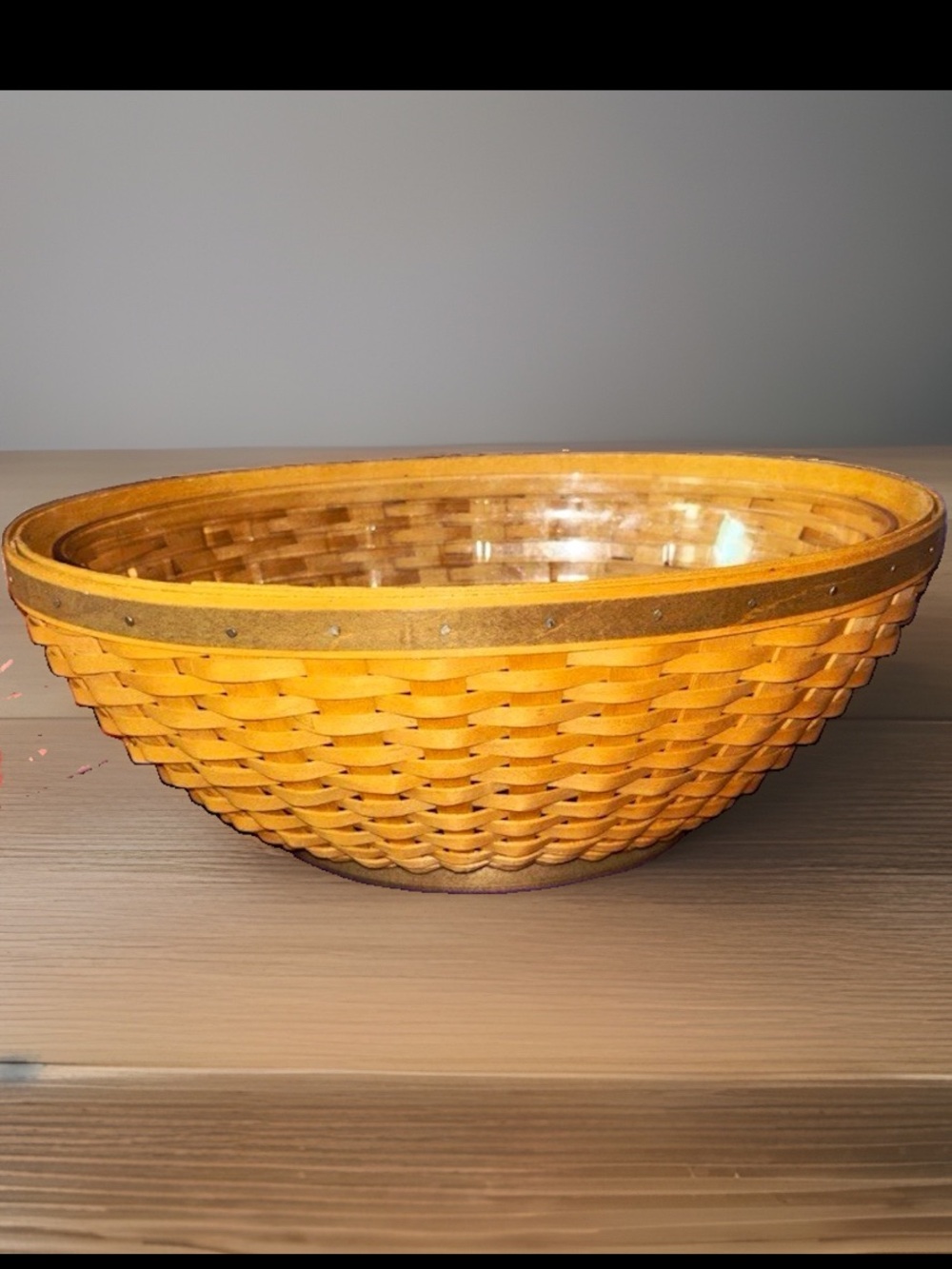 vintage Longaberger woven bowl basket with other liner